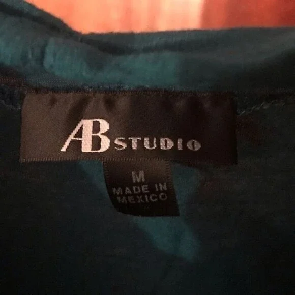 AB Studio Teal and White Blouse - Picture 4 of 5